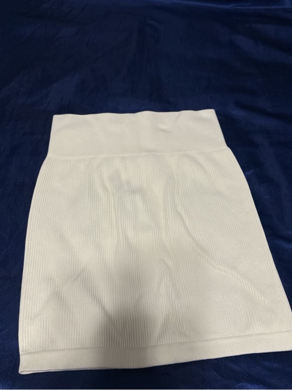 White and Black Ribbed Knit Mini Skirt